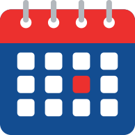 Graphic of a red and blue calendar 