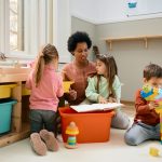 How to Find Quality Child Care. Group of kids playing with child care provider