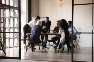 Join the conversation. Group working together